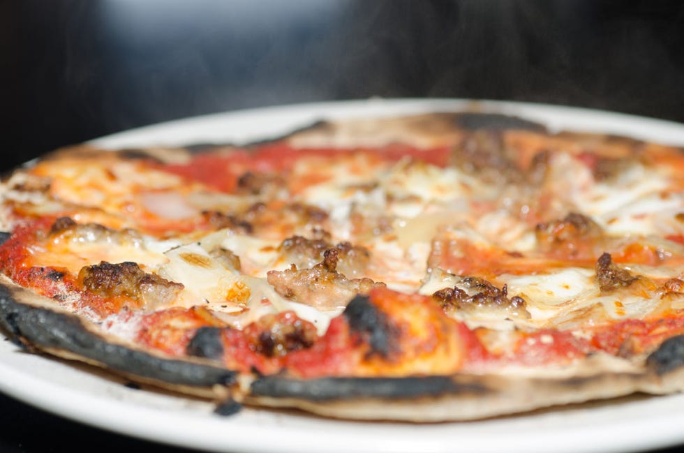 Food, Cuisine, Pizza, Ingredient, Dish, Baked goods, Pizza cheese, Recipe, California-style pizza, Fast food, 