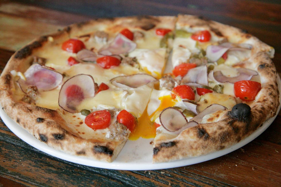 Food, Finger food, Pizza, Baked goods, Cuisine, Pizza cheese, Ingredient, Dish, Flatbread, California-style pizza, 