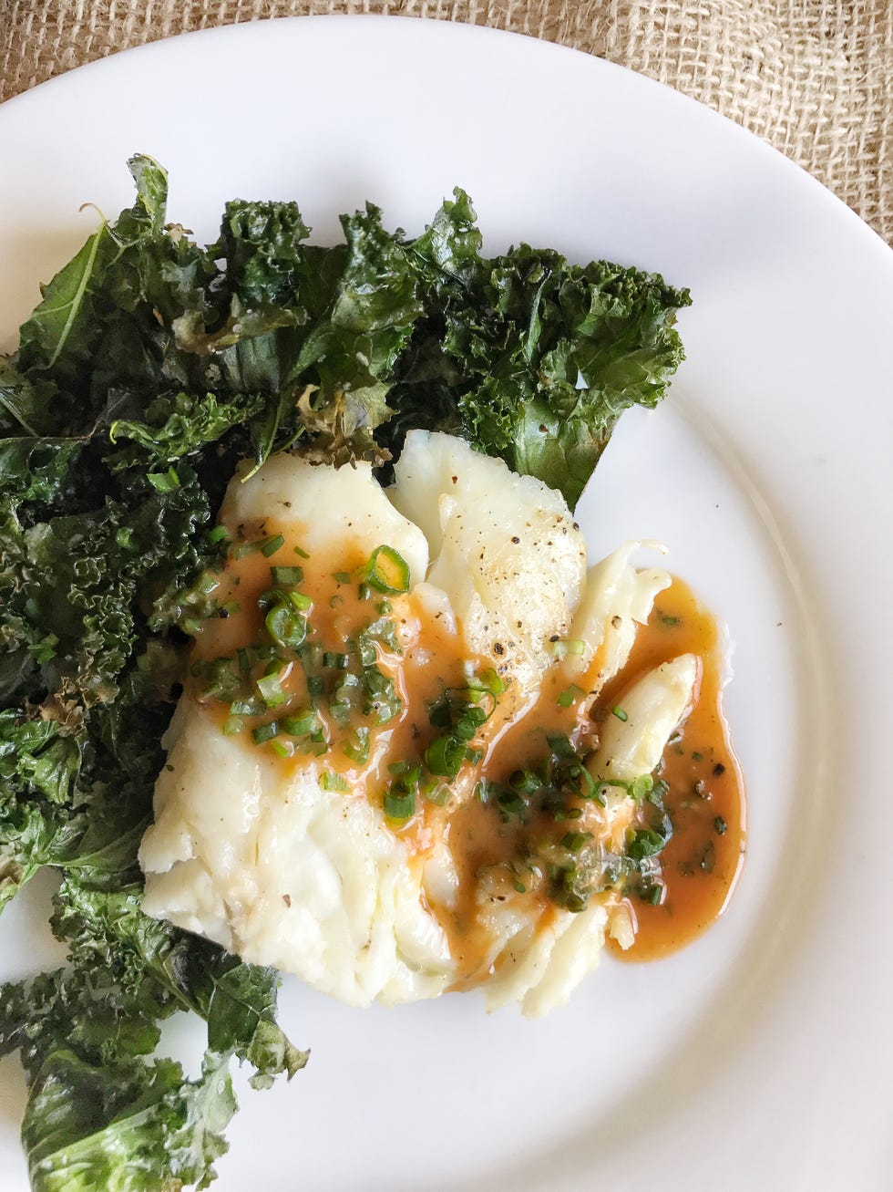 sriracha butter cod with garlicky kale recipe