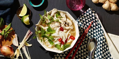 Thai-Inspired Chicken Noodle Soup with Mint Green Tea