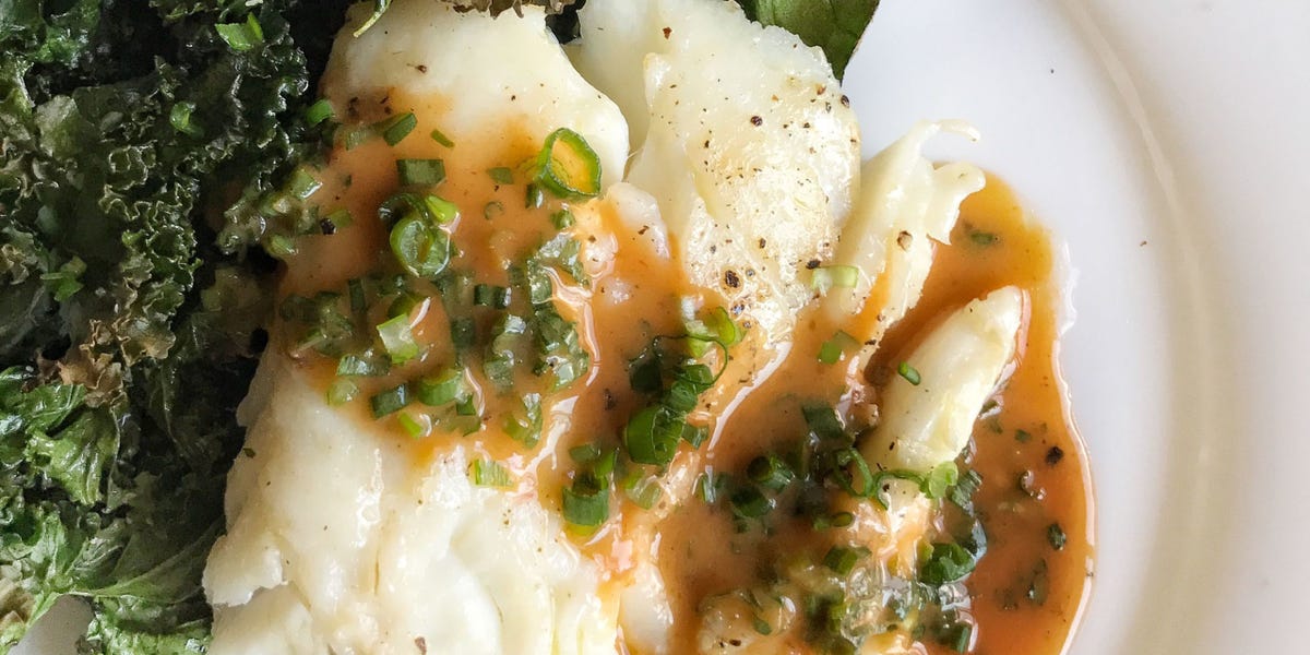 Sriracha-Butter Cod with Garlicky Kale