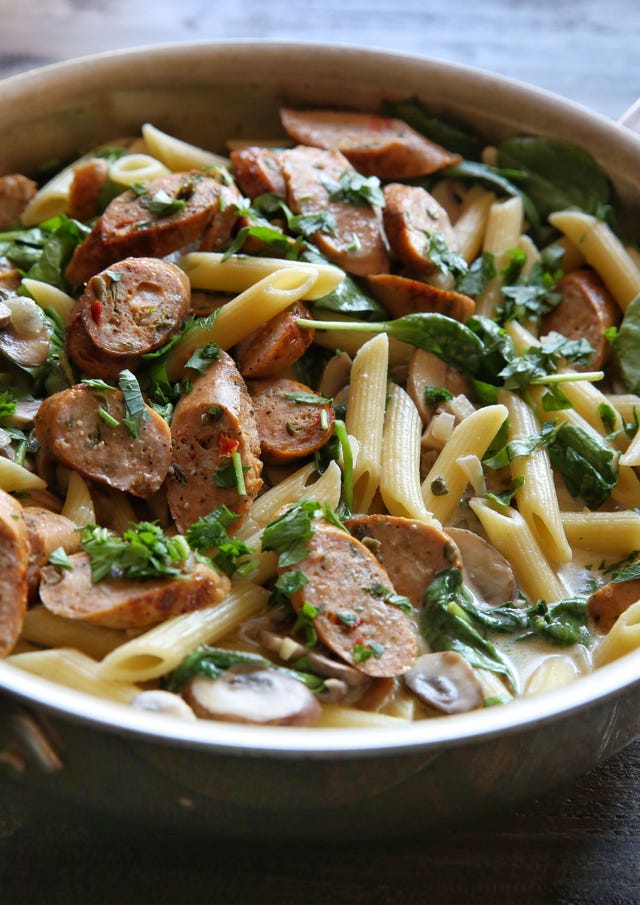 chicken sausage and mushroom penne recipe