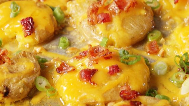 preview for Loaded Smashed Potatoes are Basically Bite-Sized Potato Skins.