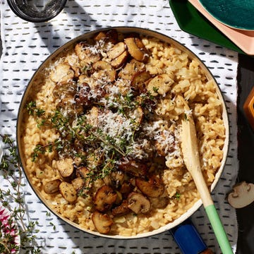 black tea and mushroom risotto