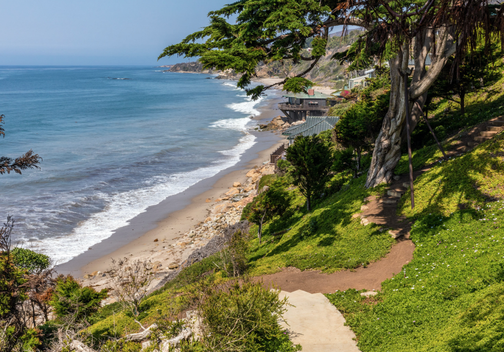 Body of water, Coastal and oceanic landforms, Vegetation, Coast, Shore, Natural environment, Ocean, Bay, Beach, Bank, 