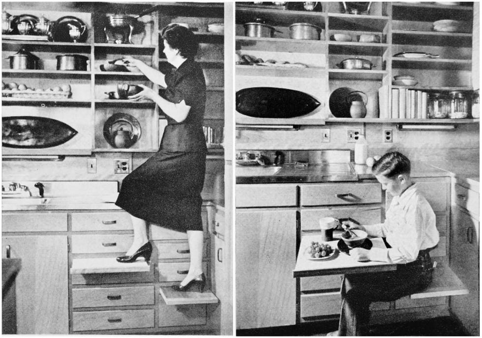 Room, Kitchen, Cabinetry, Countertop, Shelf, Drawer, Major appliance, Home appliance, Cook, Shelving, 