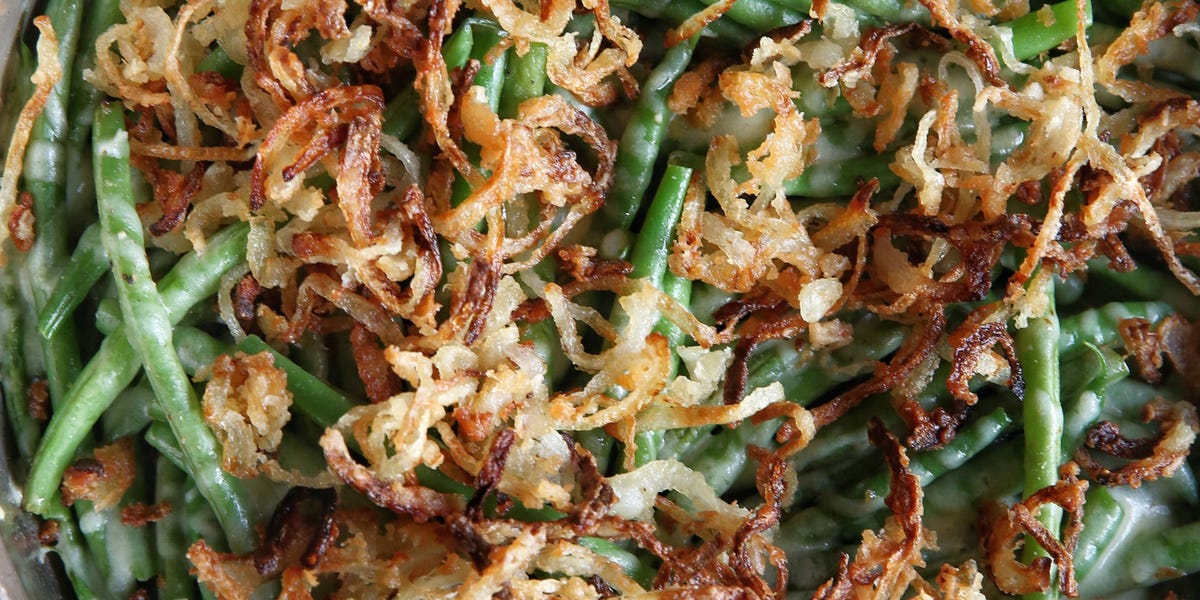 Garlicky Green Beans with Crispy Onions