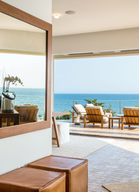 Flowerpot, Real estate, Outdoor furniture, Ocean, Resort, Fixture, Azure, Turquoise, Shade, Daylighting, 