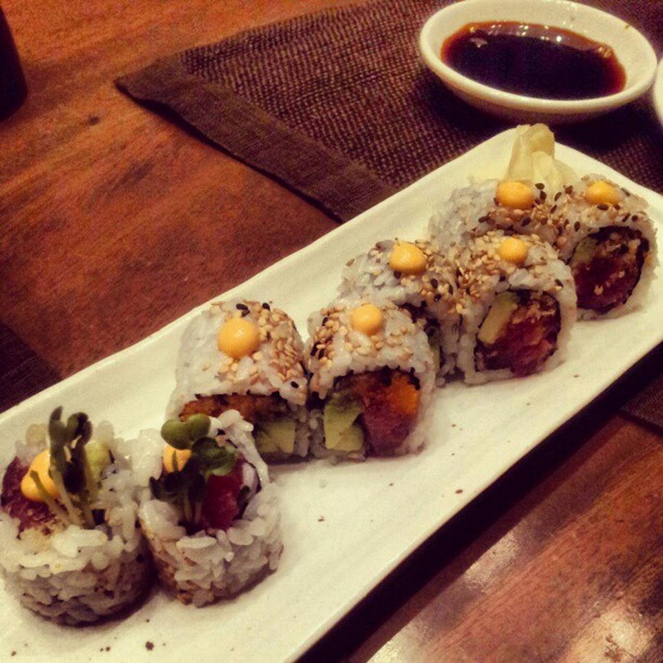 Cuisine, Food, Ingredient, Dish, Sushi, Finger food, Table, Recipe, Rice, Tableware, 