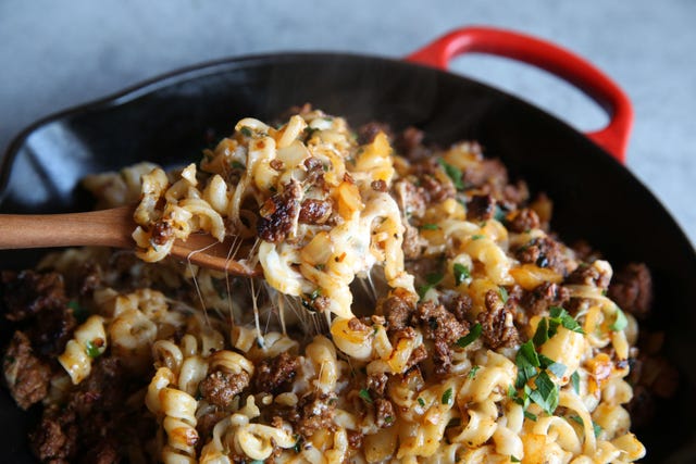 Best Skillet Meat and Cheese Pasta Recipe - How To Make Skillet Meat