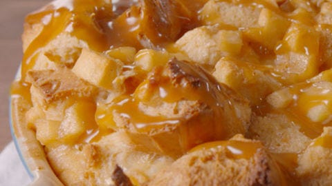 preview for One Bite is Not Enough of This Caramel Apple Bread Pudding.