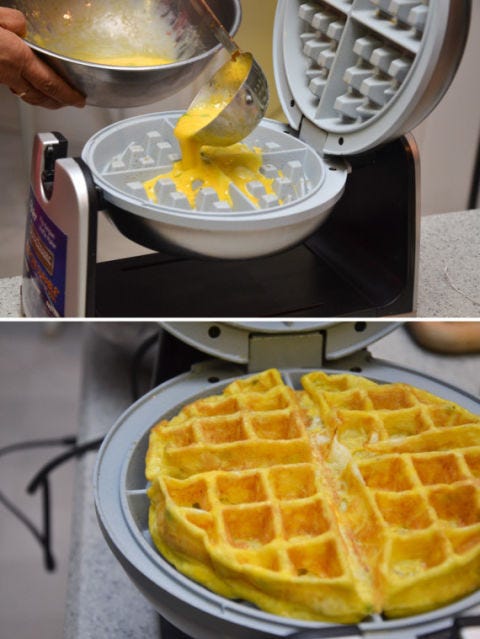Food, Yellow, Small appliance, Belgian waffle, Cuisine, Ingredient, Recipe, Dish, Breakfast, Cookware and bakeware, 