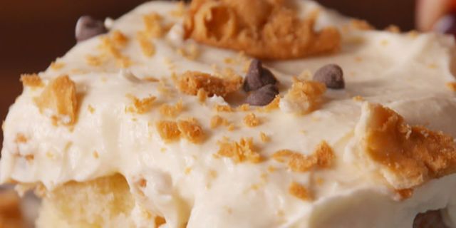 Best Cannoli Poke Cake Recipe-How To Make Cannoli Poke Cake—Delish.com