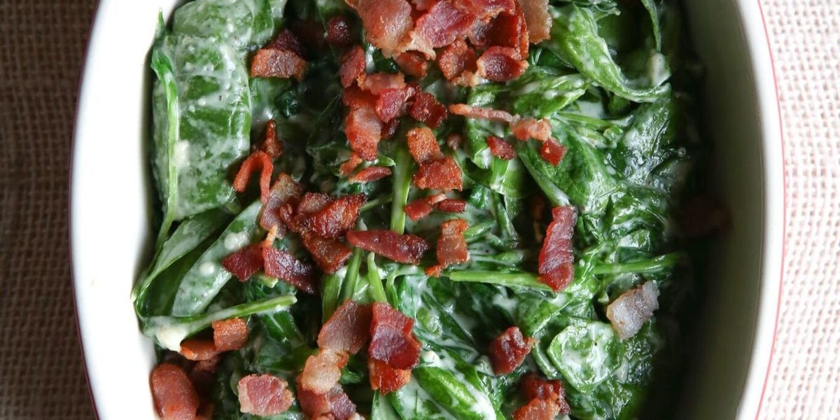 Best Creamed Bacon Spinach Recipe-How To Make Creamed Bacon Spinach