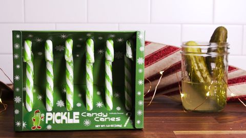 preview for Stores Can't Keep These Pickle Candy Canes in Stock!