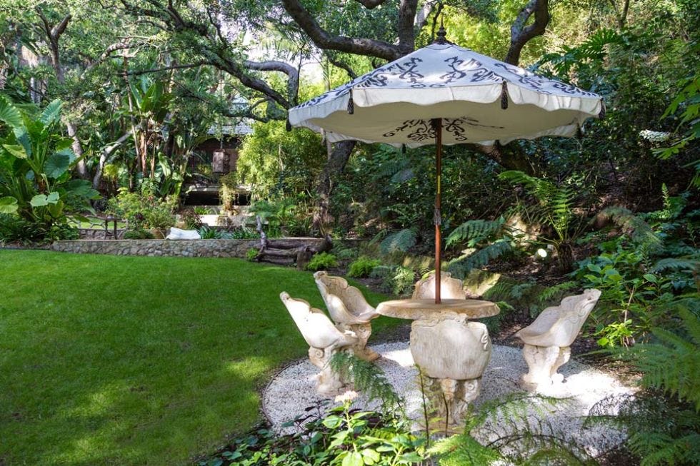 Plant, Garden, Botany, Groundcover, Terrestrial plant, Water feature, Shade, Shrub, Grass family, Yard, 