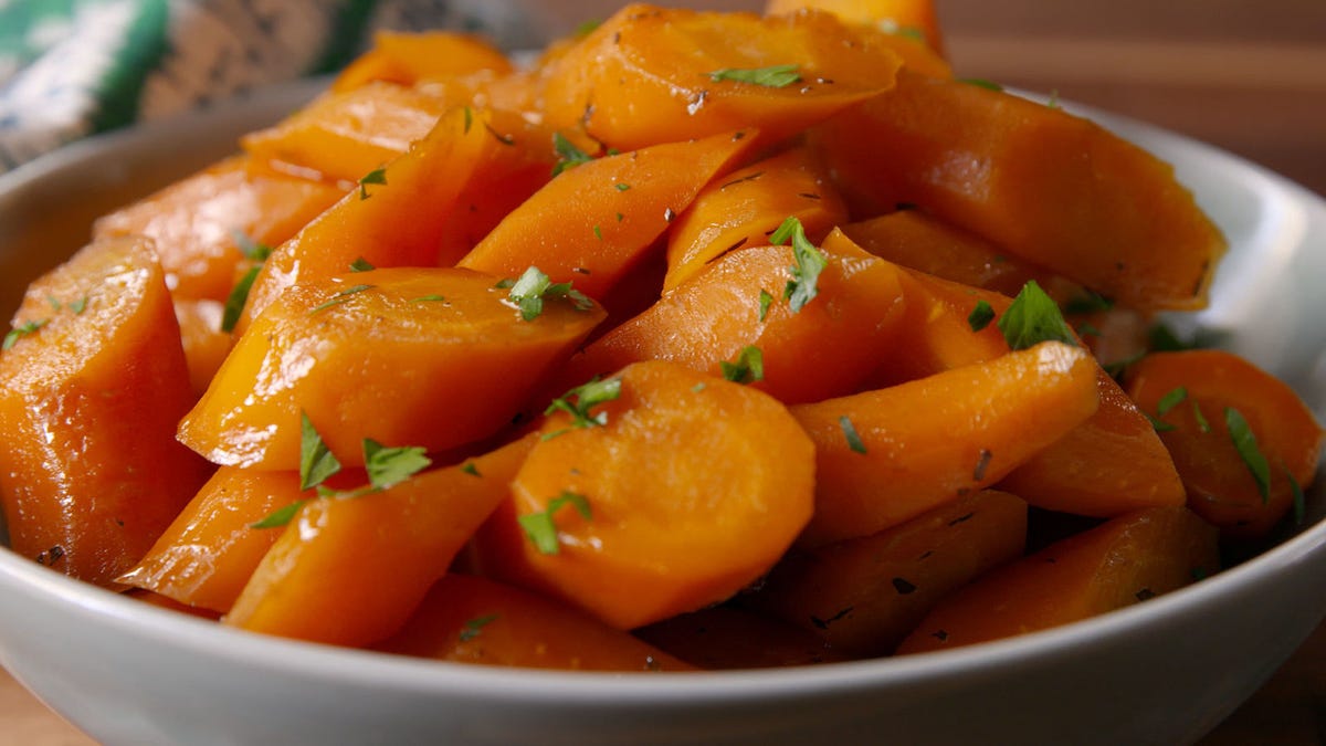 Video player poster image preview for These Brown Butter Carrots are the Dinner Side that Won't Take up Valuable Oven Space.