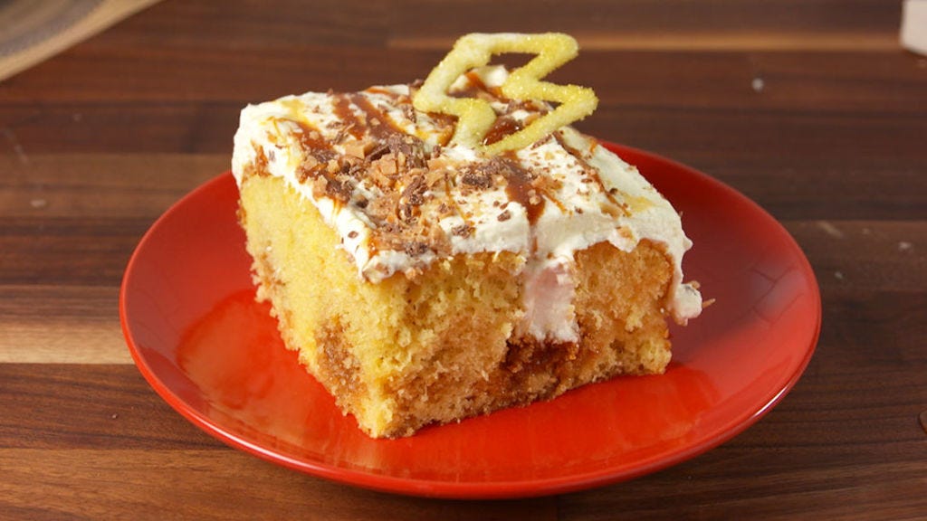 Video player poster image preview for Make This Butterbeer Poke Cake For The Harry Potter Nerd In Your Life!