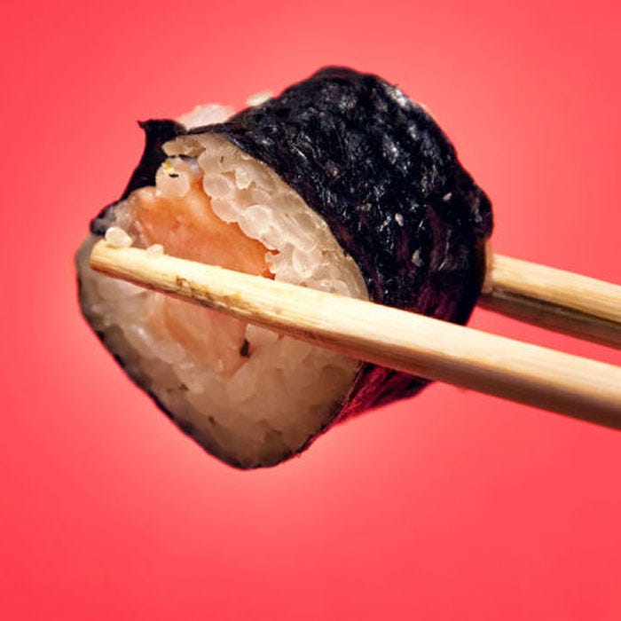 Cuisine, Sushi, Gimbap, Rice, Carmine, Ingredient, Dish, Laver, California roll, Japanese cuisine, 