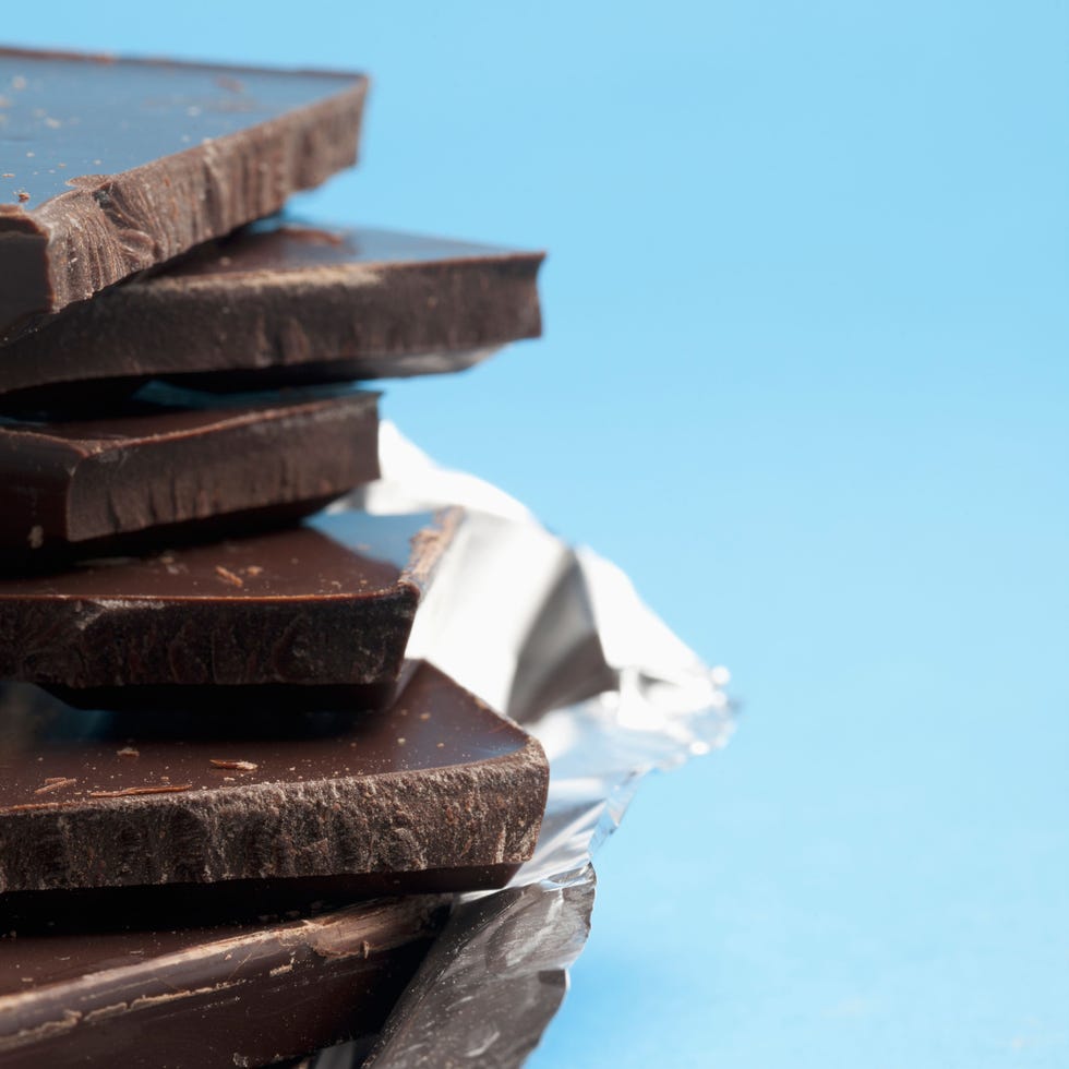 <p>Sorry, milk chocolate doesn't count. "Dark chocolate is loaded with flavanols, which are believed to benefit appearance by increasing blood flow to the skin," says nutritionist Mitzi Dulan. "Flavanols also absorb UV radiation, protecting your skin from the damaging effects of the sun." It is high in calories, though, so to avoid weight gain, be sure to eat it in moderate amounts — a square or two as a afternoon treat is all you need.</p><p><strong>RELATED: <a href="http://www.redbookmag.com/beauty/anti-aging/tips/g1578/best-anti-aging-skin-care-products/" target="_blank">12 Anti-Aging All-Stars</a><a href="http://www.redbookmag.com/beauty/anti-aging/tips/g1578/best-anti-aging-skin-care-products/"></a></strong><br></p>