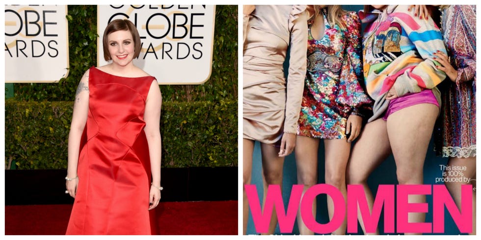 <p>Anyone who's watched even a minute of Dunham's show&nbsp;<em data-redactor-tag="em">Girls</em><span class="redactor-invisible-space" data-redactor-tag="span" data-redactor-class="redactor-invisible-space" data-verified="redactor"> knows that the writer-actress isn't afraid to bare&nbsp;of her "non-traditional body&nbsp;type." When she appeared on the cover of&nbsp;<em data-verified="redactor" data-redactor-tag="em">Glamour</em><span class="redactor-invisible-space" data-verified="redactor" data-redactor-tag="span" data-redactor-class="redactor-invisible-space"> alongside her co-stars, she thanked the magazine – <a href="https://www.instagram.com/p/BOz1Ce-lwMF/?taken-by=lenadunham" target="_blank" data-tracking-id="recirc-text-link">in a long, heartfelt&nbsp;Instagram&nbsp;post</a> that addressed her history of being insulted for the way she looks&nbsp;–&nbsp;"for letting [her] cellulite do the damn thing on news stands everywhere."</span></span><span class="redactor-invisible-space" data-verified="redactor" data-redactor-tag="span" data-redactor-class="redactor-invisible-space"></span></p>