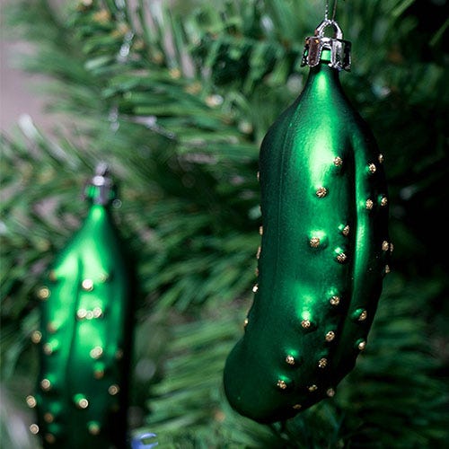 <p><strong data-redactor-tag="strong" data-verified="redactor"><em data-redactor-tag="em" data-verified="redactor">3 for $10</em></strong> <a href="https://www.amazon.com/Green-Christmas-Pickle-Shatterproof-Ornaments/dp/B01IWMKIJU/r?tag=bp_links-20" target="_blank" class="slide-buy--button" data-tracking-id="recirc-text-link">BUY NOW</a></p><p>So apparently "Christmas Pickles" are a real thing. The story goes that parents are supposed to hide a pickle ornament on their tree, and the first kid to find it either&nbsp;gets an extra present or is just said to have luck and fortune for the coming&nbsp;year. IDK about you guys, but I kind of just want these because I love pickles.&nbsp;</p>