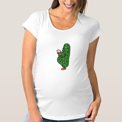 <p><strong data-redactor-tag="strong" data-verified="redactor"><em data-redactor-tag="em" data-verified="redactor">$27</em></strong> <a href="https://www.zazzle.com/bc_pregnant_pickle_maternity_shirt-235344414670079192" target="_blank" class="slide-buy--button" data-tracking-id="recirc-text-link">BUY NOW</a></p><p>This pregnant pickle eating ice cream is for every preggo out there dealing with weird cravings, and also for everyone who's felt the power of bloating after going in on a drunken midnight fridge raid.&nbsp;</p>