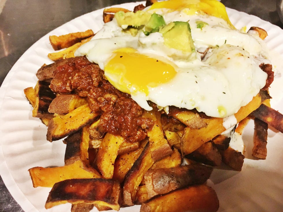Chili Smothered Sweet Potato Fries