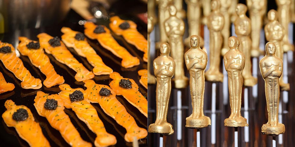 smoked salmon Oscar matzo and mini chocolate Oscars