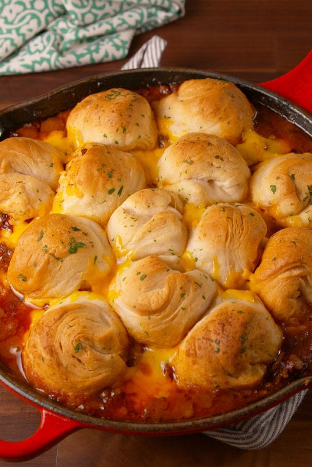 baked chili and biscuits