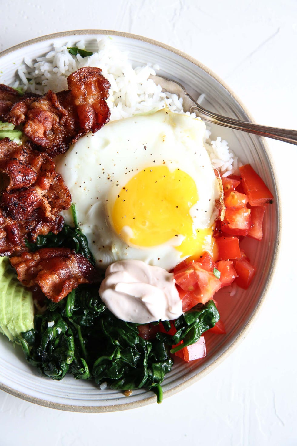 blt rice bowl with avocado vertical