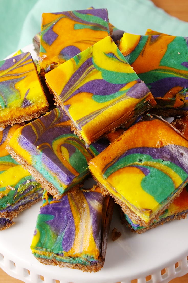 mardi gras cheesecake bars