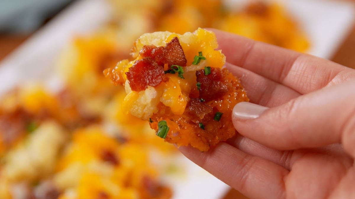 Video player poster image preview for These Loaded Cauliflower Bites are the Low-Carb Version of Potato Skins!