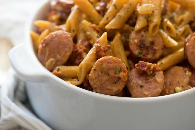 Sun-Dried Tomato Pasta with Smoked Sausage Horizontal Sun-Dried Tomato Pasta with Smoked Sausage Horizontal