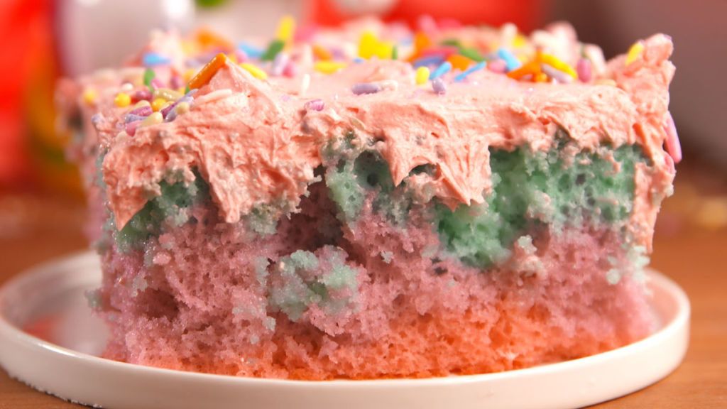preview for This Unicorn Poke Cake Tastes Like a Fantasy!