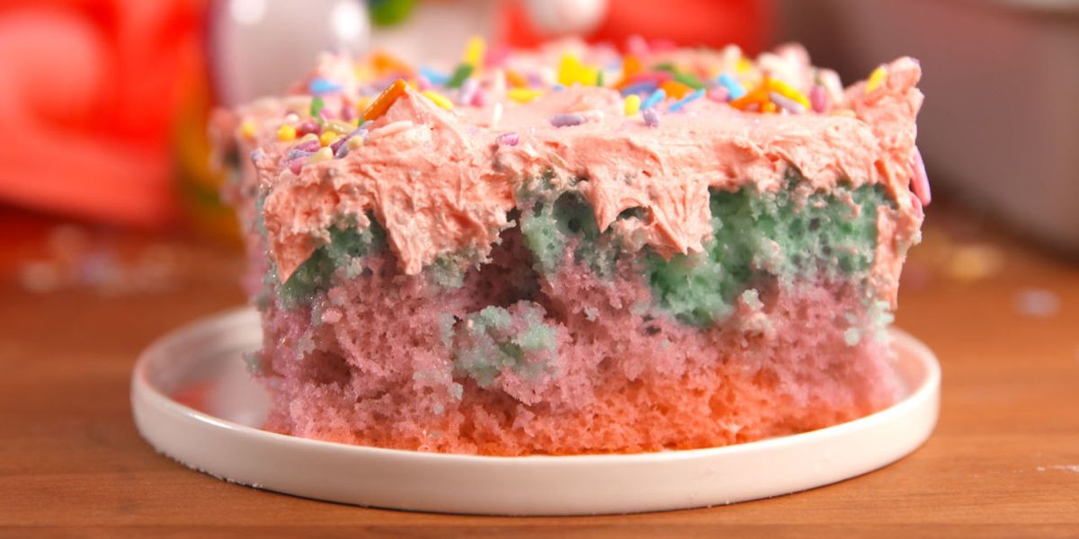 Best Unicorn Poke Cake Recipe - How to Make Unicorn Poke Cake