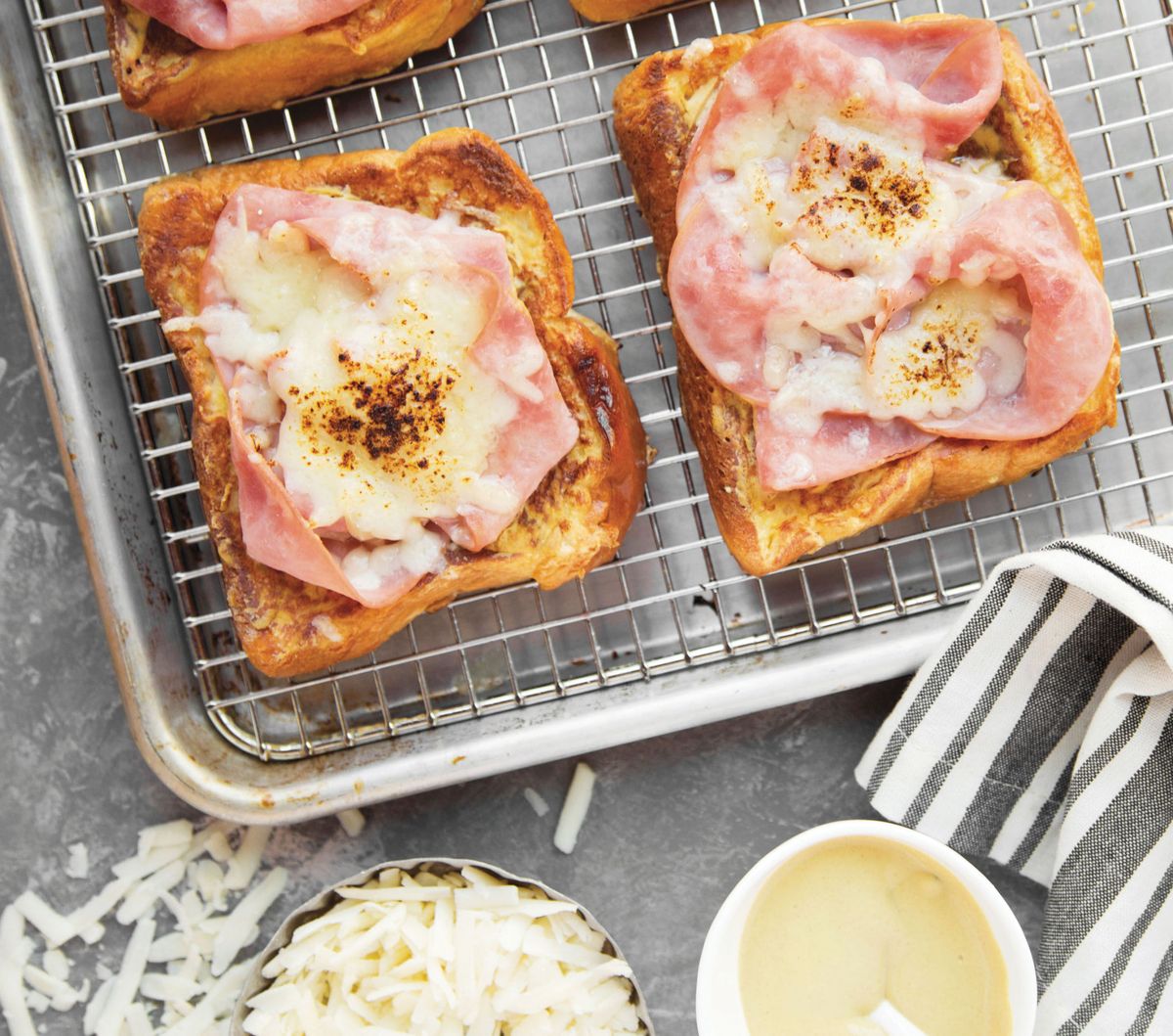 French Toast Ham and Cheese Sandwiches Horizontal