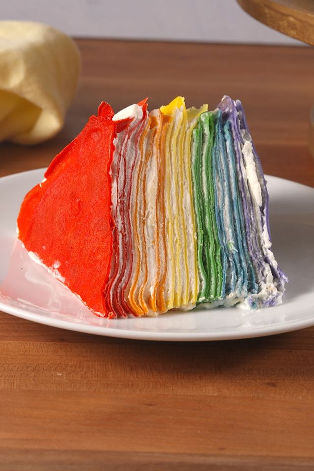 Making Rainbow Crepe Cake Video — Rainbow Crepe Cake Video Recipe How To  Video