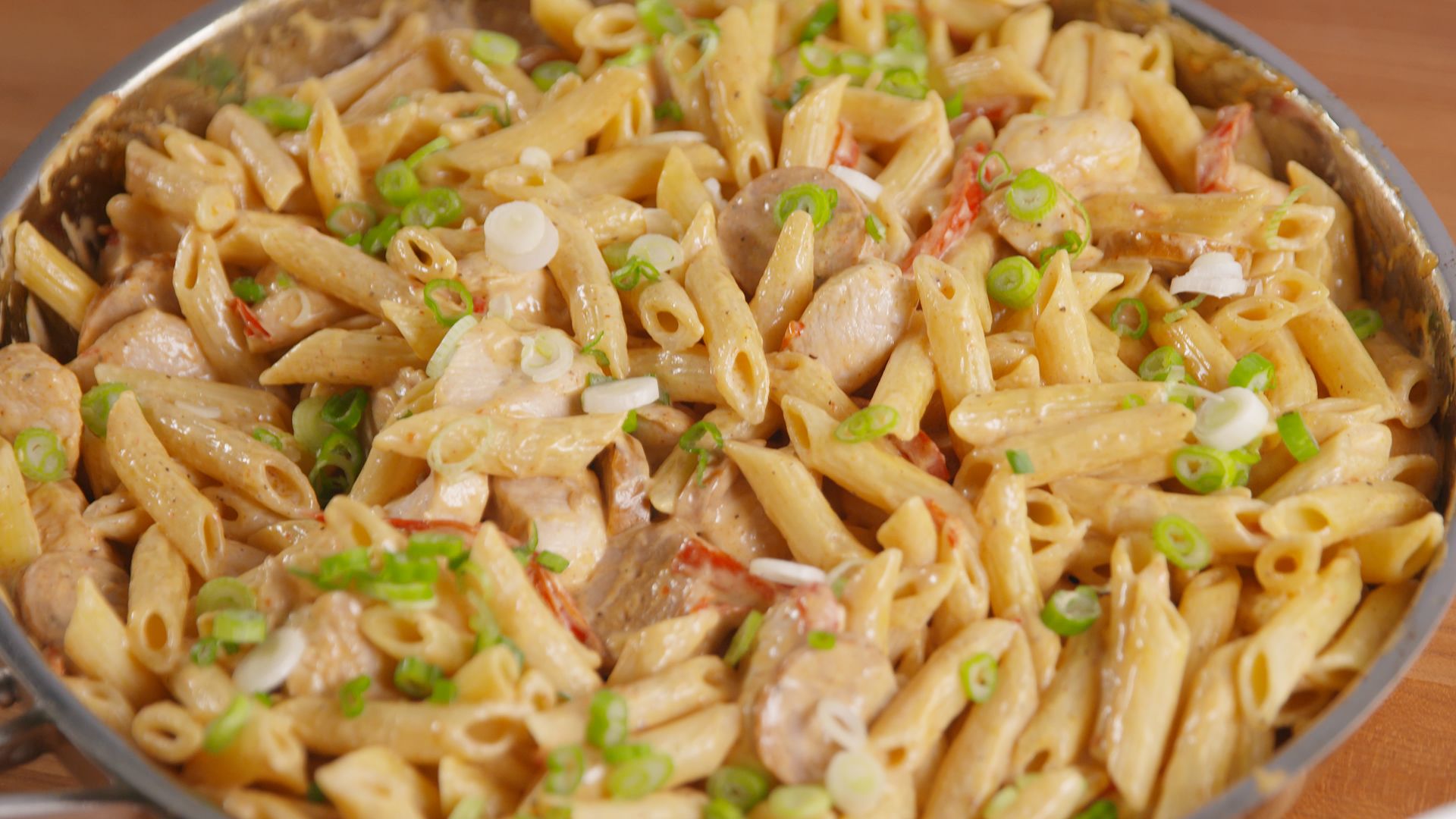 Chicken Shrimp Sausage Alfredo Pasta Recipe