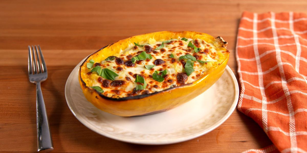 best-cheesy-baked-spaghetti-squash-recipe-delish