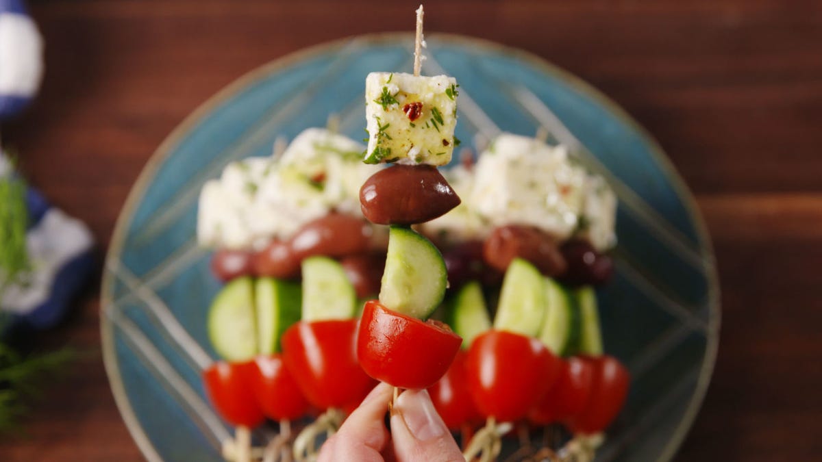 preview for Greek Salad Skewers Are The Easiest Way To Get Your Greek Fix