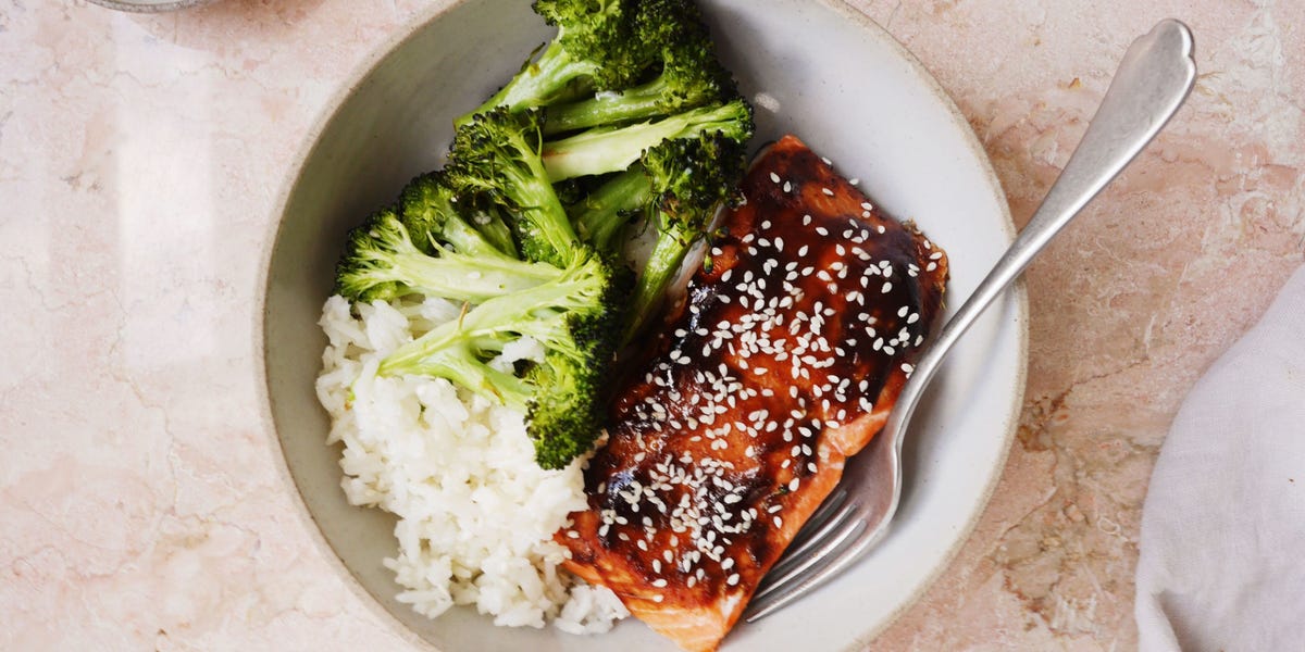 Hoisin-Glazed Salmon with Broccoli and Sesame Rice