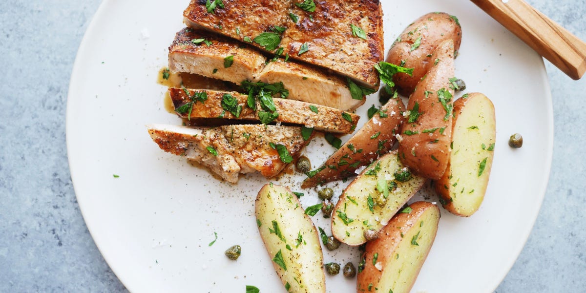 Honey-Dijon Pork Chops with Tangy Potato Salad