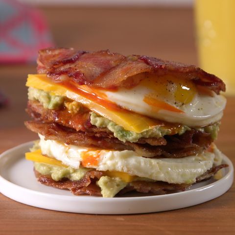 bacon weave breakfast sandwich