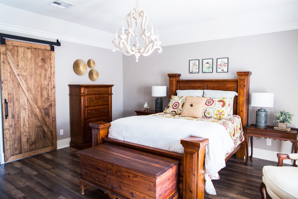Wood, Room, Interior design, Bed, Floor, Hardwood, Property, Wall, Textile, Furniture, 