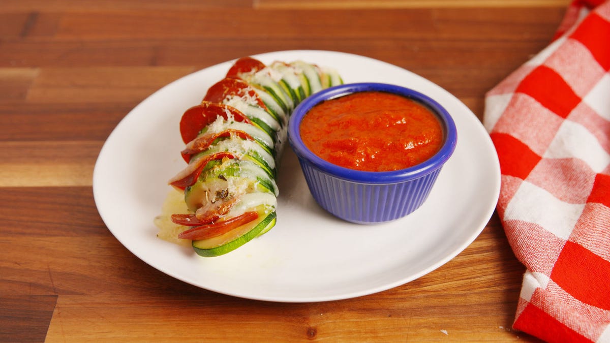 Video player poster image preview for Pizza Stuffed Zucchini
