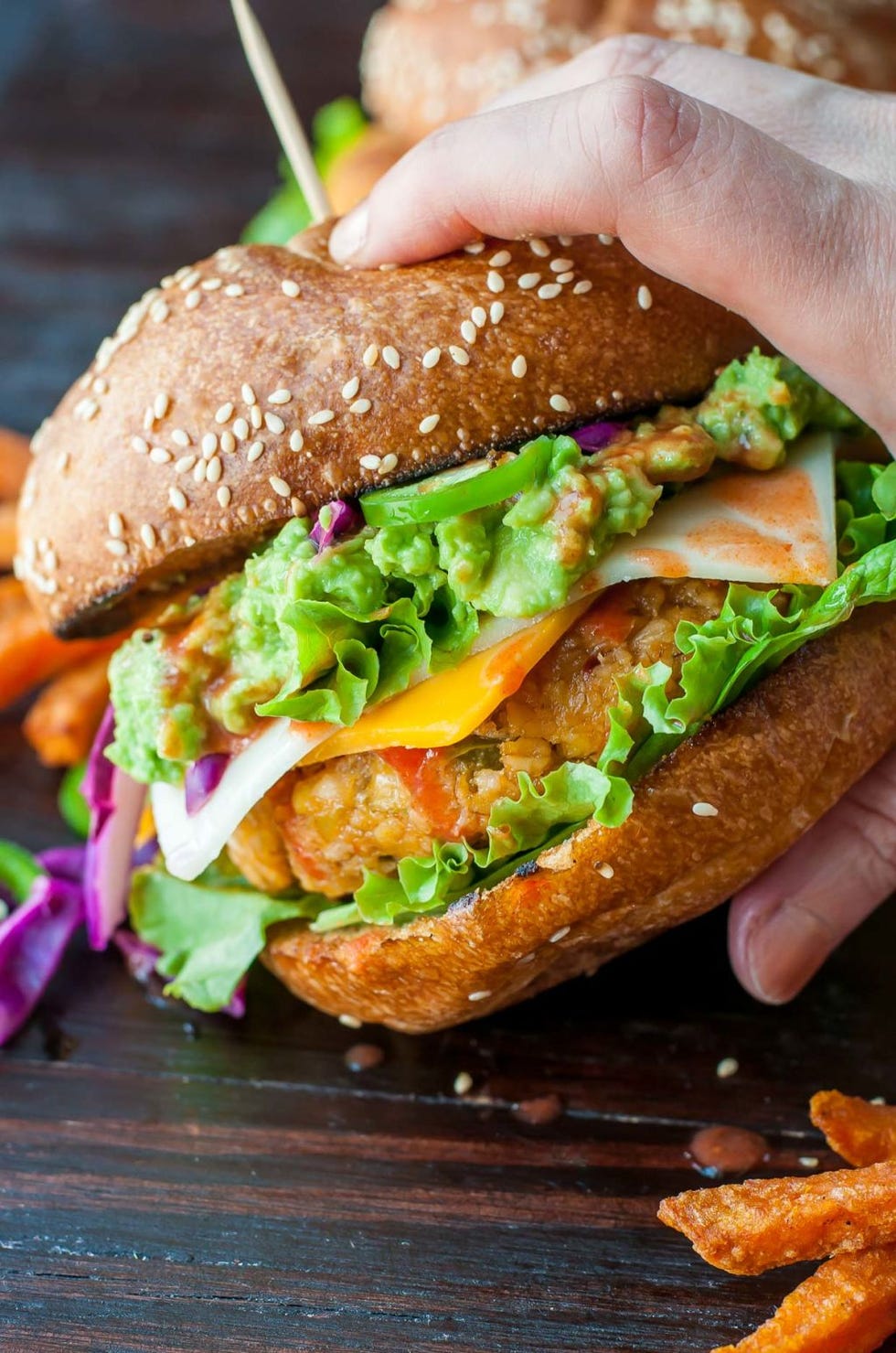 Dish, Food, Cuisine, Ingredient, Hamburger, Veggie burger, Fast food, Salmon burger, Original chicken sandwich, Produce, 