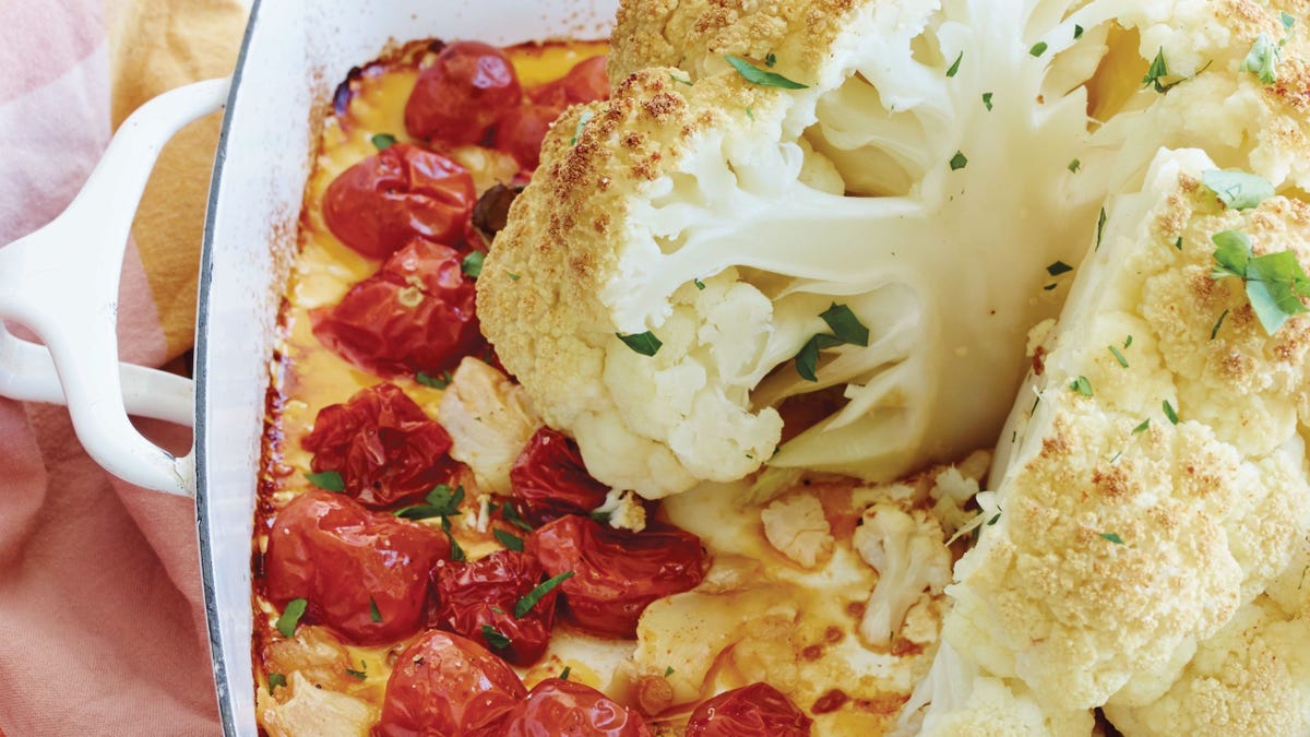 preview for Whole Roasted Cauliflower, Tomatoes and Garlic