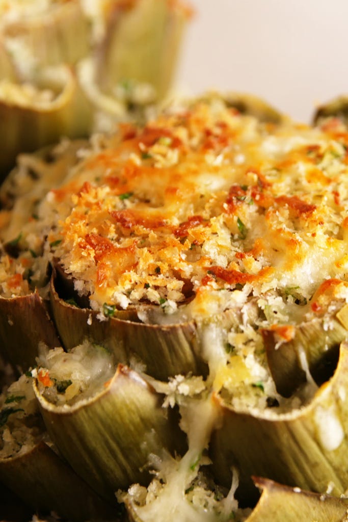 cheesy stuffed artichoke vertical