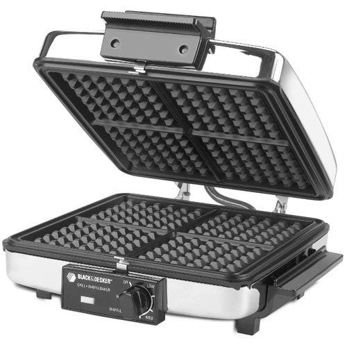 <p><strong><em>$80, <a href="http://www.walmart.com/ip/2684038?wmlspartner=wlpa&selectedSellerId=0&adid=22222222227001130628&wl0=&wl1=g&wl2=c&wl3=40345380272&wl4=&wl5=pla&wl6=78310566032&veh=sem ">walmart.com</a></em></strong></p><p><strong>Best for Serving the Whole Family</strong></p><p>When it comes to your favorite meals, bigger is definitely better. Fortunately, this waffle maker super-sizes results by delivering 9-inch waffles (two more than the average waffle-maker). In the mood to cook other meals? No problem. Take out the removable griddle plates, and drop ingredients into a smooth surface, perfect for frying eggs and making pancakes. </p>